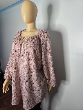 Croft & Barrow Pink and Red Tie-Detail Knit Top